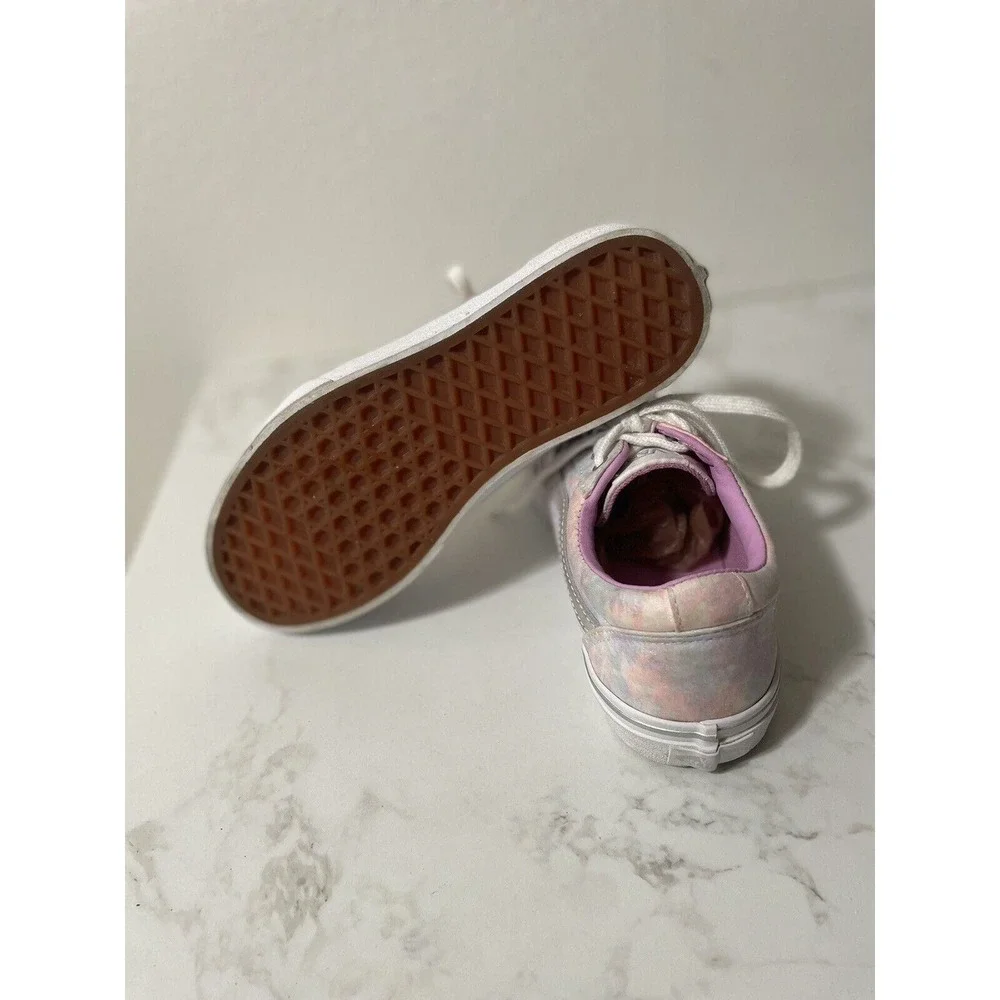 Vans Ward Low Top Sneakers Kids Size 4 Pink Tie Dye Canvas Lace Up Shoes Skate